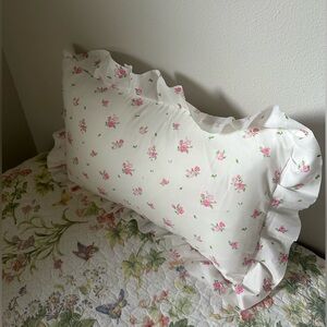With Form! 12 x 20 Floral Ruffled Pillow NEW